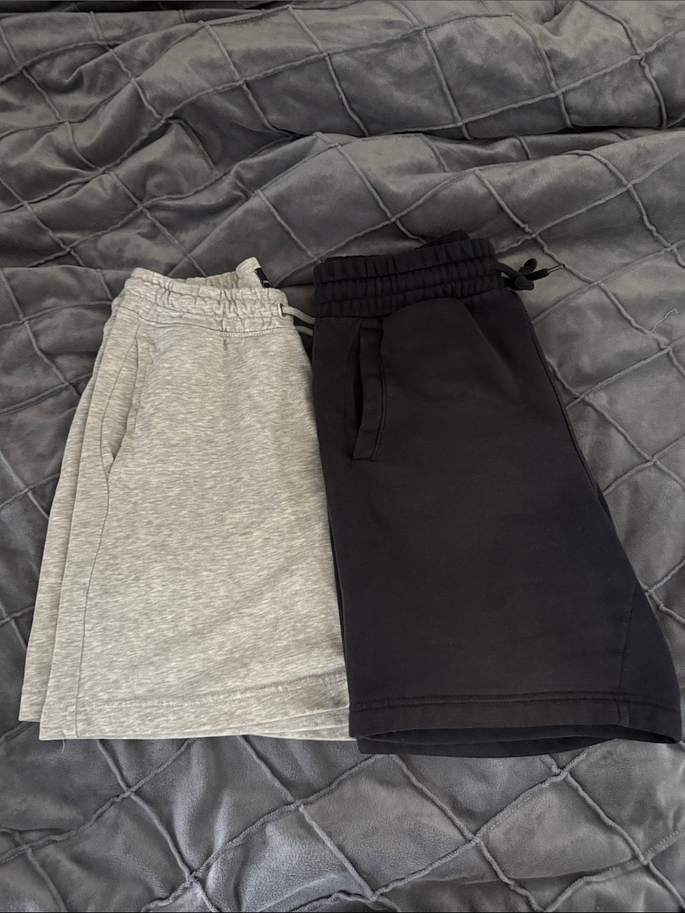 H&M Drawstring Shorts in Light Gray and Black